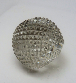 A pair of antique crystal ball shaped menu or place card holders