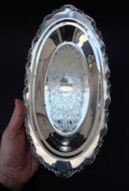 Oneida silver plated and pressed glass snack dish