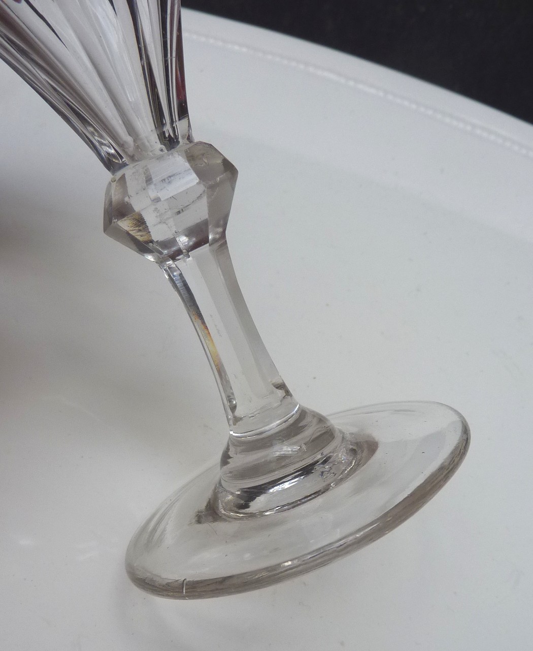 Gin glass faceted knop stem 19th century