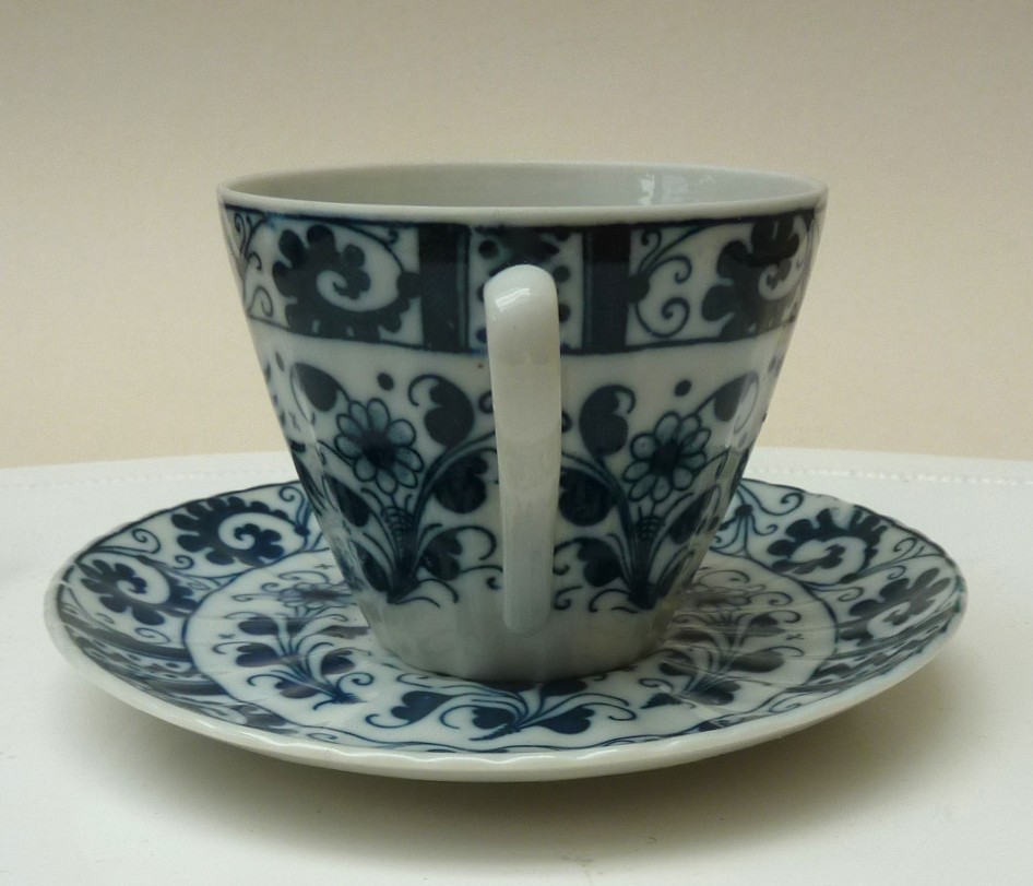 Blauw witte Haan kop en schotel
