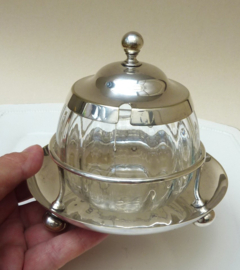 Pearce and Sons Leeds Art Deco glazen jampot in verzilverde houder