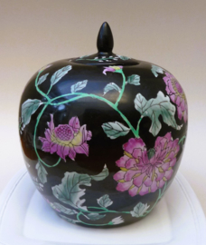 Chinese Famille Noir porcelain lidded vase
