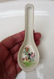 Antique Chinoiserie porcelain rooster spoon