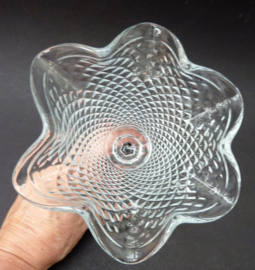 Pressed glass Diamond point Clear footed dessert bowl