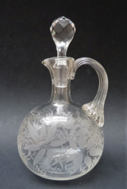 Victorian Stourbridge engraved spirit flagon decanter