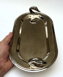 Silver plated toast rack with Pate Foie gras plate