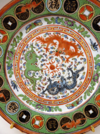 Chinese Famille Verte porcelain dragon plate
