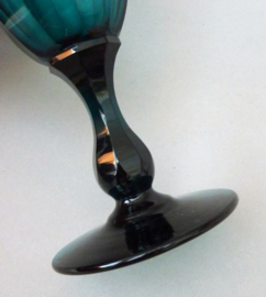 Georgian Peacock Blue wine glass tulip bowl baluster stem