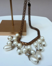Vintage chunky kunst parel collier 