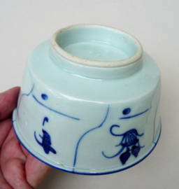 Chinese blauw wit porseleinen Lotus Spiral kom