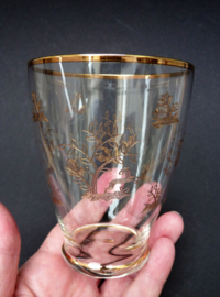 Mid Century gegraveerd tumbler glas met gouden rand