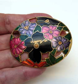 Cloisonne bloemen broche