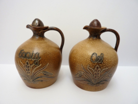 German Westerwald salt glazed stoneware oil and vinegar jug