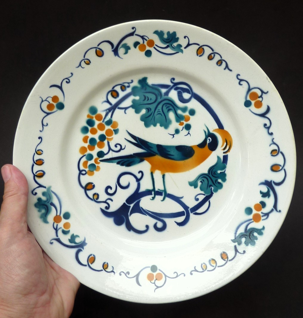 K & G Luneville faience dinner plates Pinsonnet