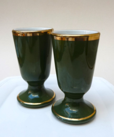 Pillivuyt warme chocolademelk bekers groen goud