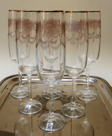 Karolinka Hollywood Regency crystal champagne toasting flute glasses