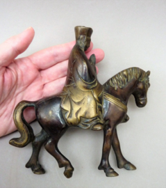 Chinese verguld bronzen sculptuur Guanyin te paard 19e eeuw