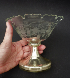 19e eeuwse glazen compotiere op kwikglazen voet