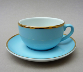 Mitterteich baby blue and gold espresso cup with saucer