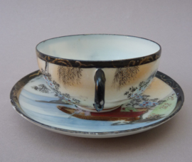 Japanese Rokuzo Geishaware porcelain cup with saucer
