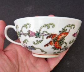 Chinese white porcelain butterflies flowers tea cup