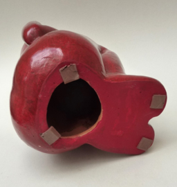 Keramisch beeld Rood Zittend Naakt