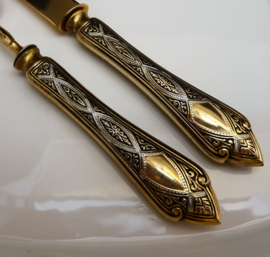 Antique brass fruit knive and spoon