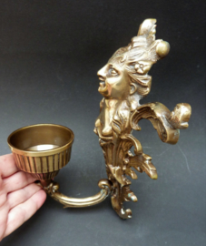 Antique brass wall sconce in Louis XV style with female figure