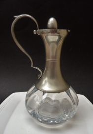 Mid Century French pewter mounted crystal claret jug