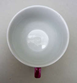 Wan Shou Wu Jiang pink ground porcelain cup with saucer