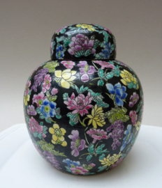Chinese Jingdezhen porcelain Famille Noir Millefleurs ginger jar