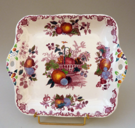 Mason's Fruit Basket Red multicolor handled cake plate