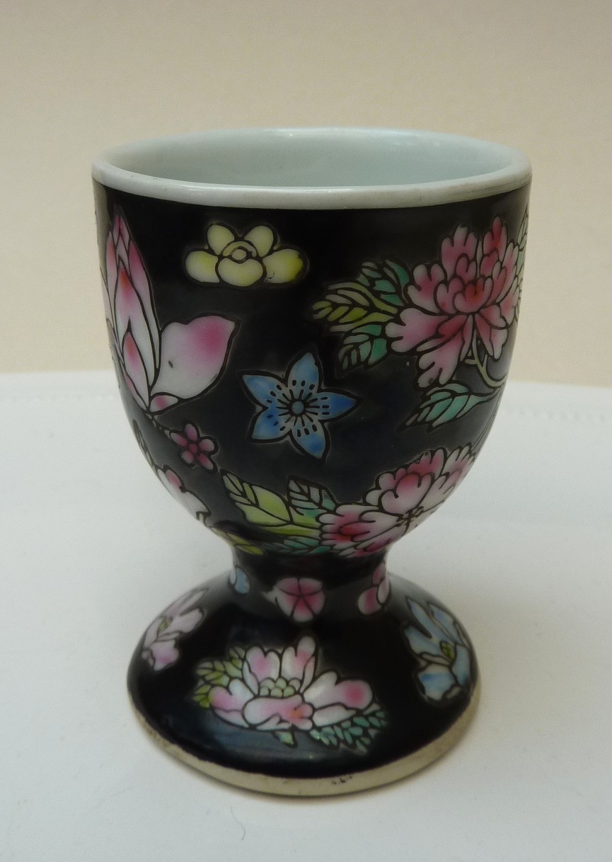 Chinees Jingdezhen zwarte Millefleurs porseleinen eierdop