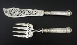 Victorian silver plated fish server set