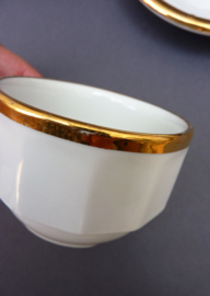 Pillivuyt white and gold cappuccino cup with saucer 