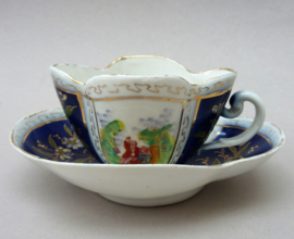 Antique Schney Bremer und Liebmann quatrefoil porcelain cup with saucer