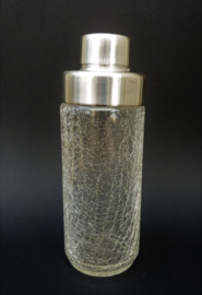 Mid Century crackle crystal silver plated mounted cocktail shaker