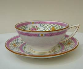 Minton Queens Trellis Pink theekop met schotel