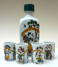 Four seasons porcelain schnapps bottle and cups Altenkunststadt Bavaria