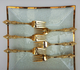 Royal Sealy Japan Hollywood Regency gold plated fish forks