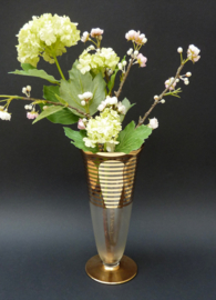 Mid Century glass gold striped vase
