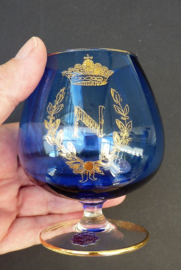 Mid Century Murano blauw kristallen Napoleon cognac glas