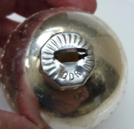 Vintage GDR zilveren kerstbal 6 cm