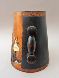 Hand carved wooden Folk Art wine bottle holder