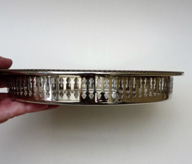 Silver plated tray with reticulated gallery