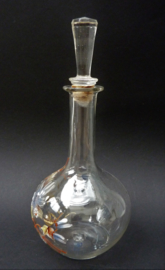 Antique enameled glass decanter bottle