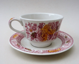 Ridgway Ironstone Canterbury pink teacup with saucer