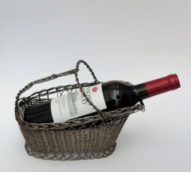 French silver plated braided wine bottle basket