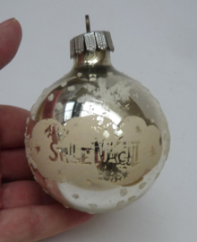 Vintage kerstbal zilver Stille Nacht 8 cm