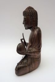 Vintage Balinese hand carved wooden Vitarka Mudra Buddha